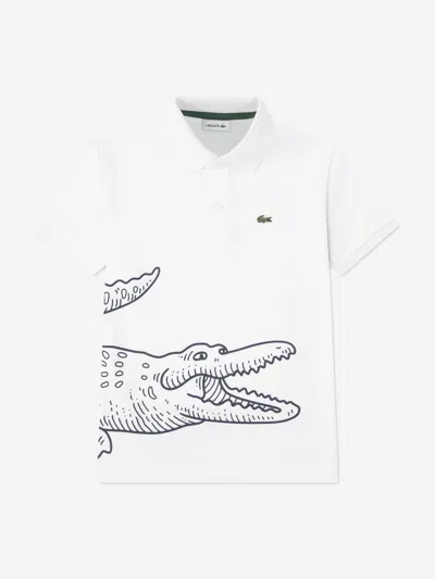 Lacoste Boys Petit Pique Icon Polo Shirt In White