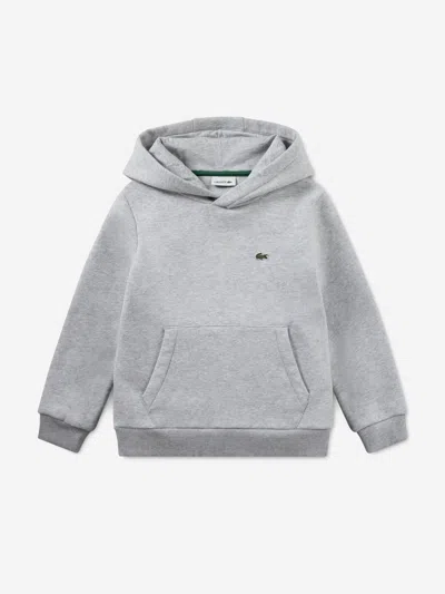 Lacoste Boys Logo Hoodie In Gray