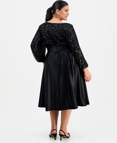 Alex Evenings Plus Size Sequin-bodice Midi Dress In Black