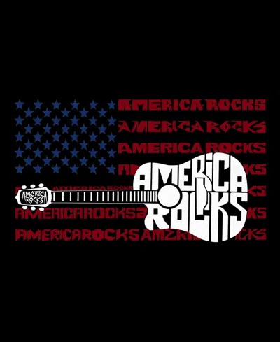 La Pop Art Women's America Rocks Premium Word Art Flowy Tank Top In Black