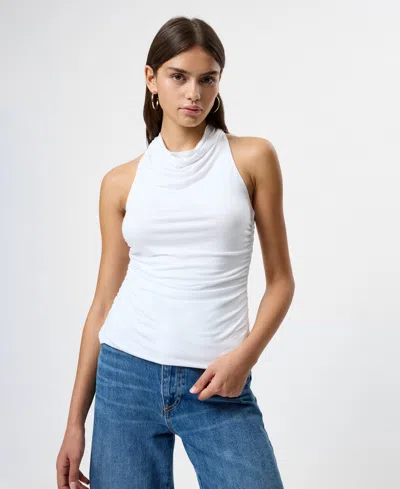 French Connection Gibson Ruched Cowl Neck Top In White