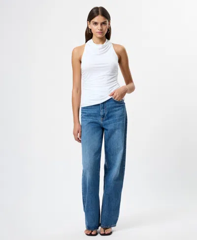 French Connection Gibson Ruched Cowl Neck Top In White