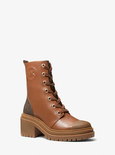 Michael Kors Hanley Signature Logo Trim Boot In Brown
