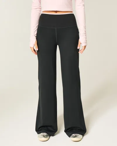 Gilly Hicks Active Recharge Foldover Wide-leg Pants In Black