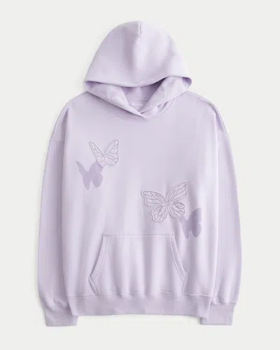 Hollister Oversized Butterfly Graphic Hoodie In Purple