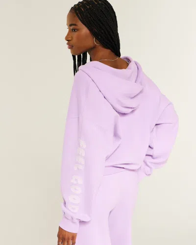 Hollister Feel Good Graphic Easy Zip-up Hoodie In Purple