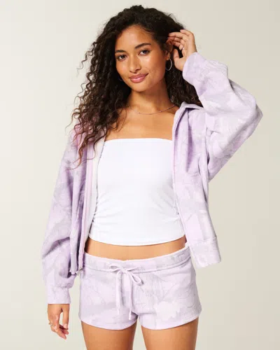 Hollister Camo Fleece Mini Shorts In Purple