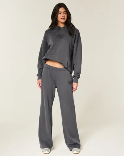 Hollister Sparkle Logo Graphic Wide-leg Sweatpants In Gray