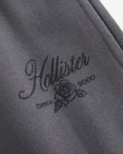 Hollister Sparkle Logo Graphic Wide-leg Sweatpants In Gray