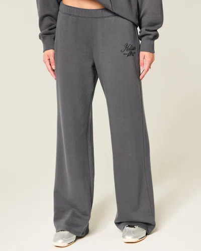 Hollister Sparkle Logo Graphic Wide-leg Sweatpants In Gray
