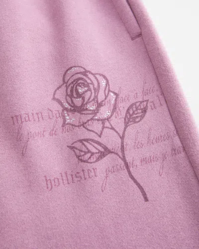 Hollister Sparkle Rose Graphic Wide-leg Sweatpants In Pink