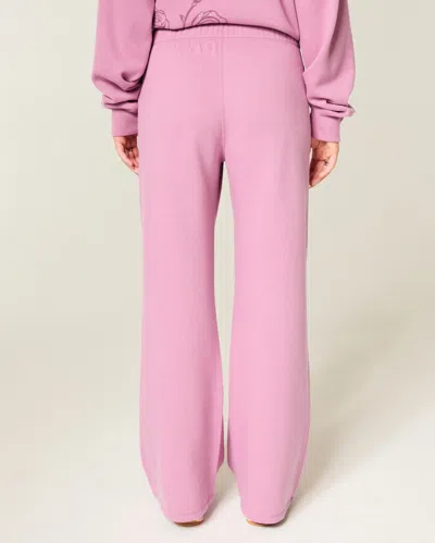 Hollister Sparkle Rose Graphic Wide-leg Sweatpants In Pink