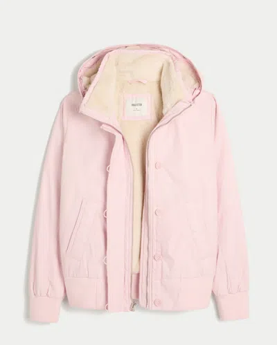 Hollister Faux Fur-lined Bomber Jacket In Purple