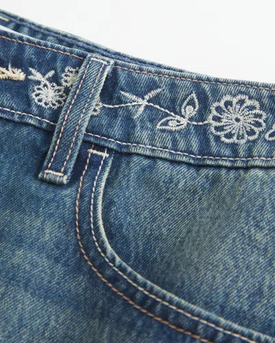 Hollister Low-rise Embroidered Denim Mini Skort