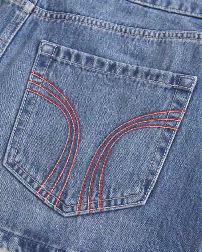 Hollister Low-rise Red Stitch Denim Mini Skort