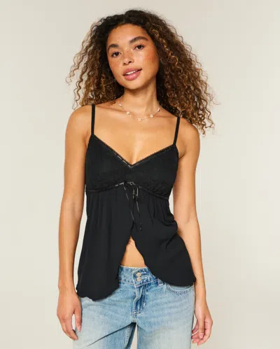 Hollister Easy Flyaway Babydoll Tank In Black