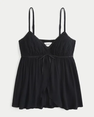 Hollister Easy Flyaway Babydoll Tank In Black
