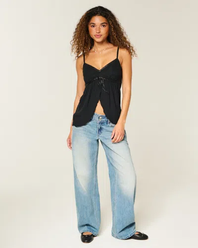 Hollister Easy Flyaway Babydoll Tank In Black