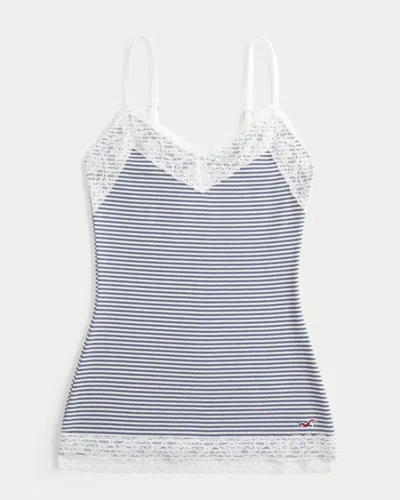Hollister Lace Trim Layering Cami In Blue
