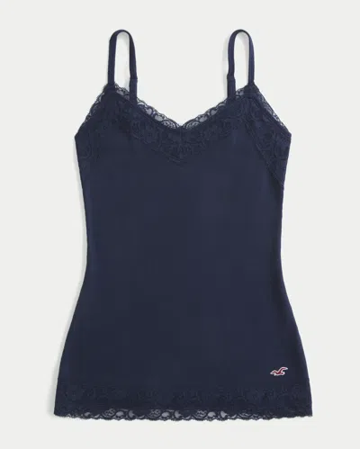 Hollister Lace Trim Layering Cami In Blue