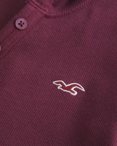 Hollister Long-sleeve Hooded Henley In Purple