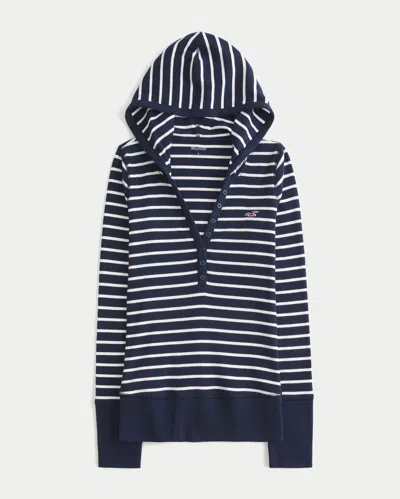 Hollister Long-sleeve Hooded Henley In Multi