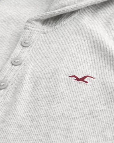 Hollister Long-sleeve Hooded Henley In White