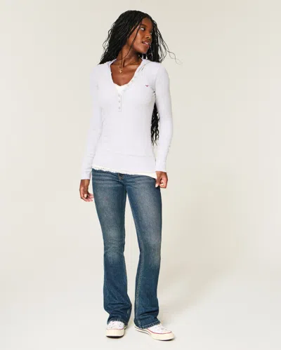 Hollister Long-sleeve Hooded Henley In White