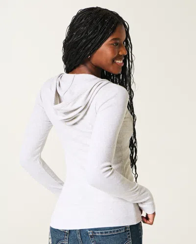 Hollister Long-sleeve Hooded Henley In White