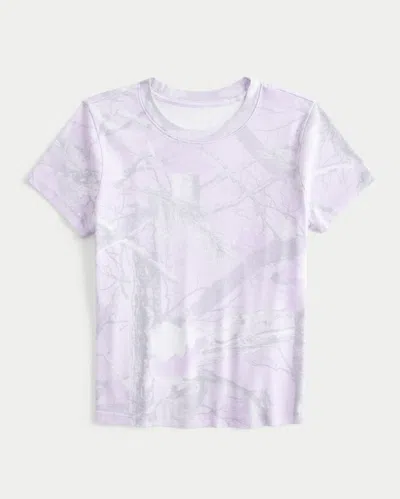 Hollister Camo Crew Baby Tee In White