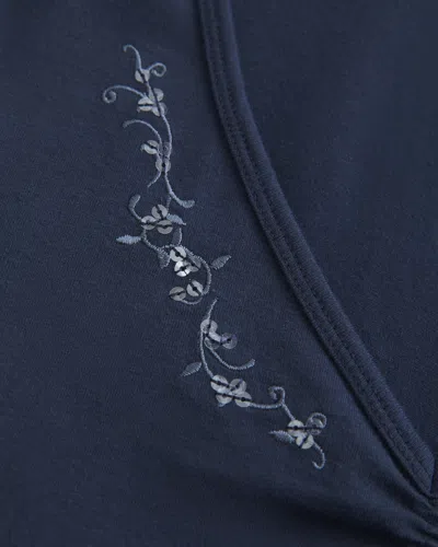 Hollister Long-sleeve Pinch Bust Babydoll Top In Blue