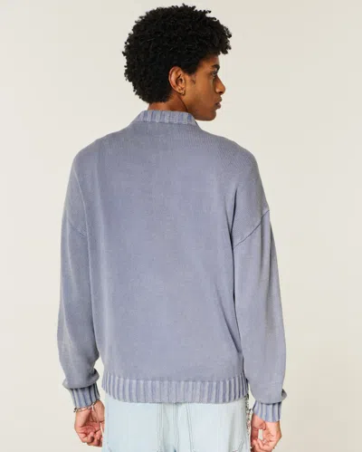 Hollister Holliser Knit Front Graphic Sweater In Blue