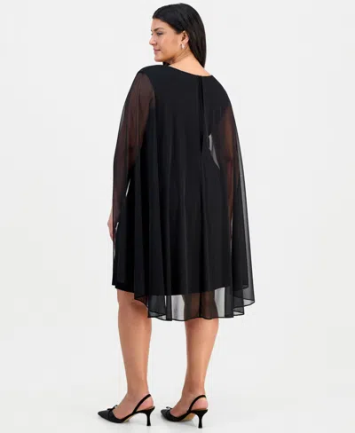 Connected Plus Size Capelet Sheath Dress In Black