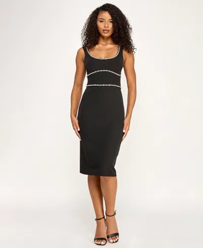 Seni & Cade Juniors' Scoop Neck Midi Dress In Black