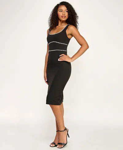 Seni & Cade Juniors' Scoop Neck Midi Dress In Black