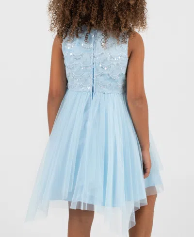 Rare Editions Girls 2t-6x Soutache Sequins Bodice Sleeveless Dress In Blue