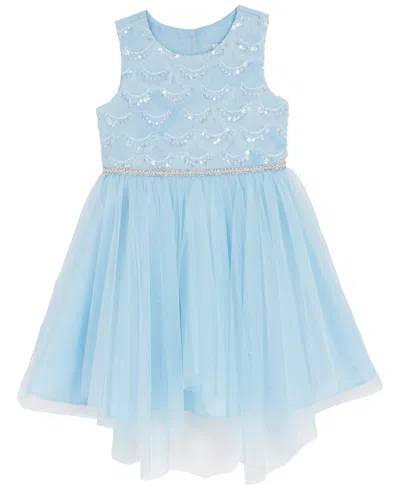 Rare Editions Girls 2t-6x Soutache Sequins Bodice Sleeveless Dress In Blue