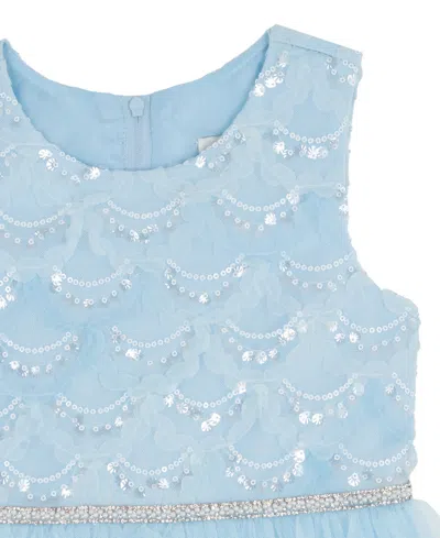 Rare Editions Girls 2t-6x Soutache Sequins Bodice Sleeveless Dress In Blue