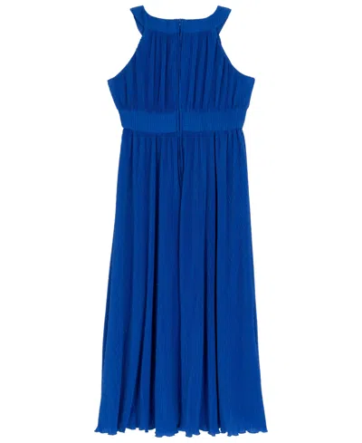 Rare Editions Girls 7-16 Pleated Glitter Chiffon Dress In Blue