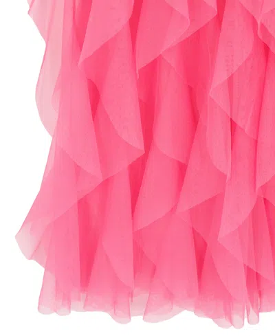 Rare Editions Girls 7-16 Glitter Lace Illusion Bow Dress In Pink