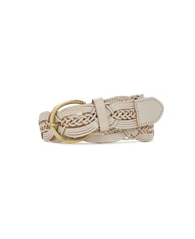 Patricia Nash Women's Melissa Braided Leather Belt In White