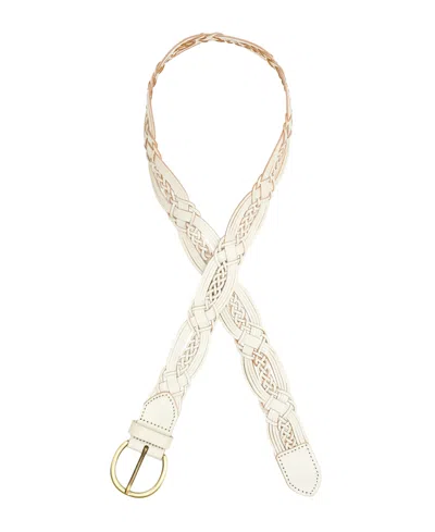 Patricia Nash Women's Melissa Braided Leather Belt In White