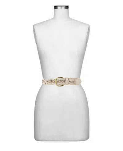Patricia Nash Women's Melissa Braided Leather Belt In White