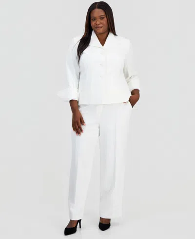 Kasper Plus Size Three-button Blazer In White