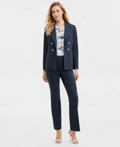 Anne Klein Women's High-rise Pull-on Compression Pants In Blue