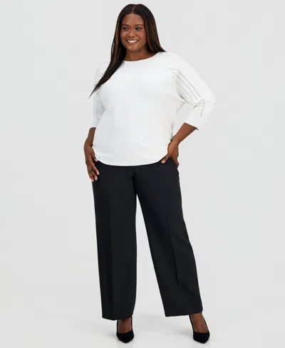 Kasper Plus Size Dolman-sleeve Knit Top In White