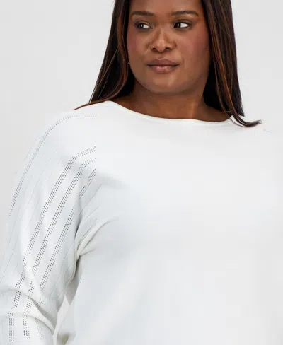 Kasper Plus Size Dolman-sleeve Knit Top In White