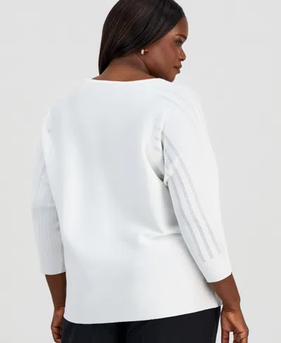 Kasper Plus Size Dolman-sleeve Knit Top In White
