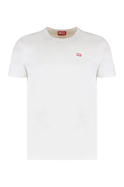Diesel Solid Color T-diegor-d Crew-neck T-shirt With Oval D Patch In White