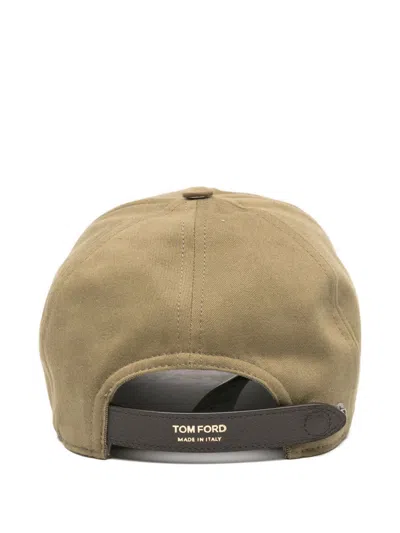 Tom Ford Logo Canvas Baseball Cap In Brown